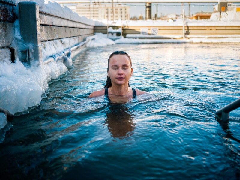 Allas Pool sea water pool in winter